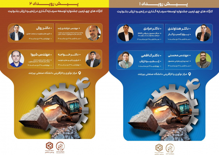 جدول زمانی پیش‌ رویدادهای چهارمین جشنواره توسعه سرمایه‌گذاری در زنجیره ارزش بنتونیت